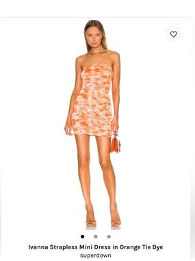 superdown Orange Tie-Dye Strapless Mini Dress